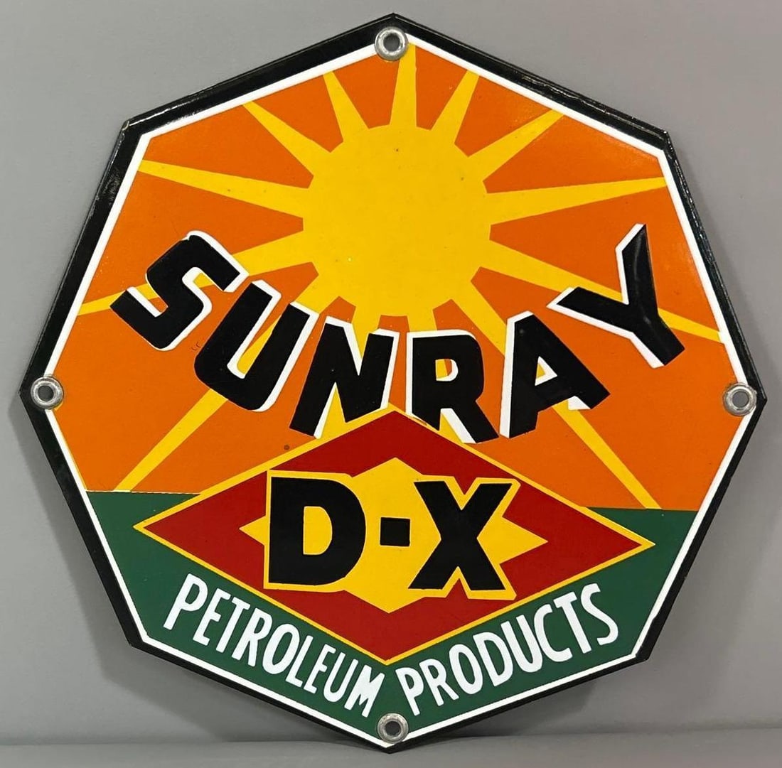Sunray D-X Petroleum Products Porcelain Fence Sign (TAC) (1 of 5)