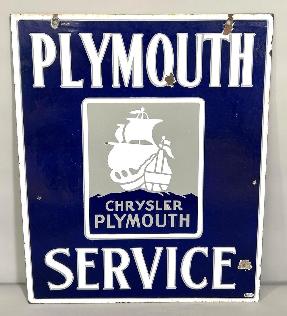 Plymouth Service w/Ship Logo Porcelain Sign (TAC) (1 of 7)