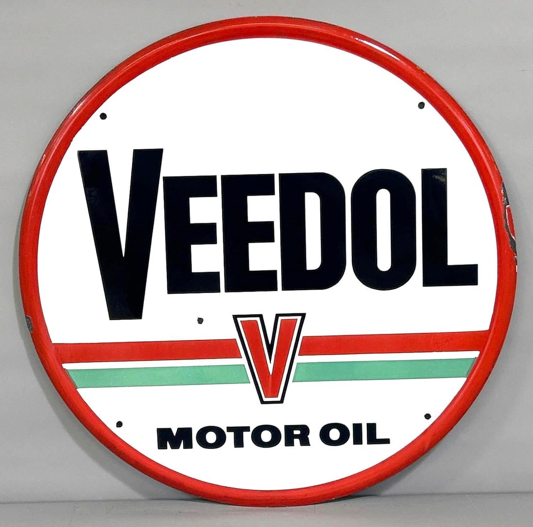 30" Veedol Motor Oil w/Logo Porcelain Sign (TAC) (1 of 5)