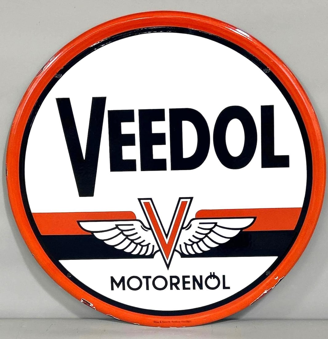 24" Veedol Motorenol w/Logo Porcelain Sign (TAC) (1 of 5)