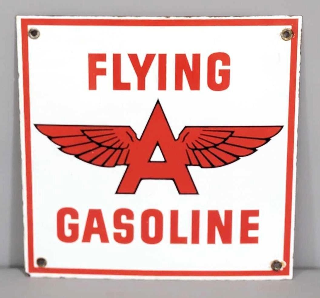 Flying A Gasoline w/Logo Porcelain Pump Sign (TAC) (1 of 3)