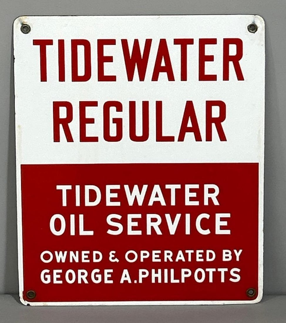Tidewater Regular (Gasoline) Porcelain Pump Sign (TAC) (1 of 5)