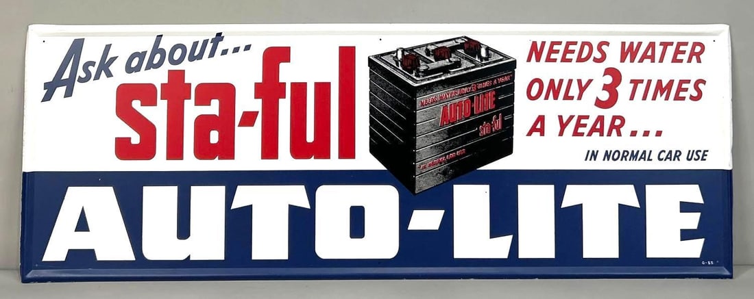 Auto-Lite Sta-Ful w/Six Volt Battery Metal Sign (TAC) (1 of 5)
