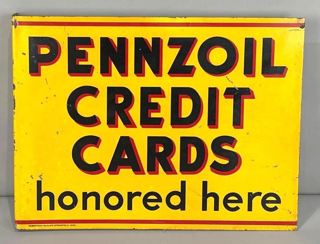 Pennzoil Credit Cards Painted Metal Flange Sign (1 of 6)