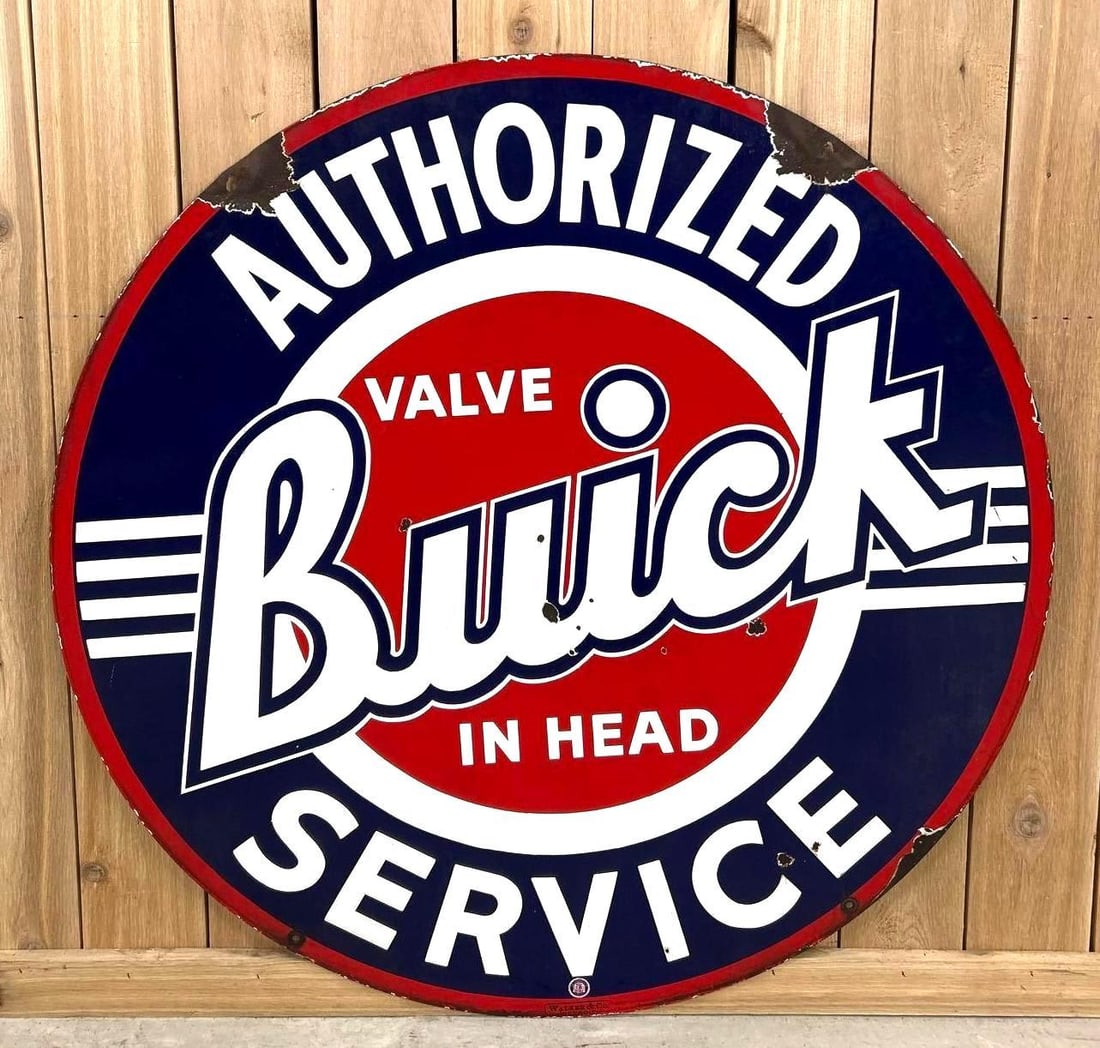 Buick Valve-in-Head Authorized Service Porcelain Sign (Large B)(TAC) (1 of 6)