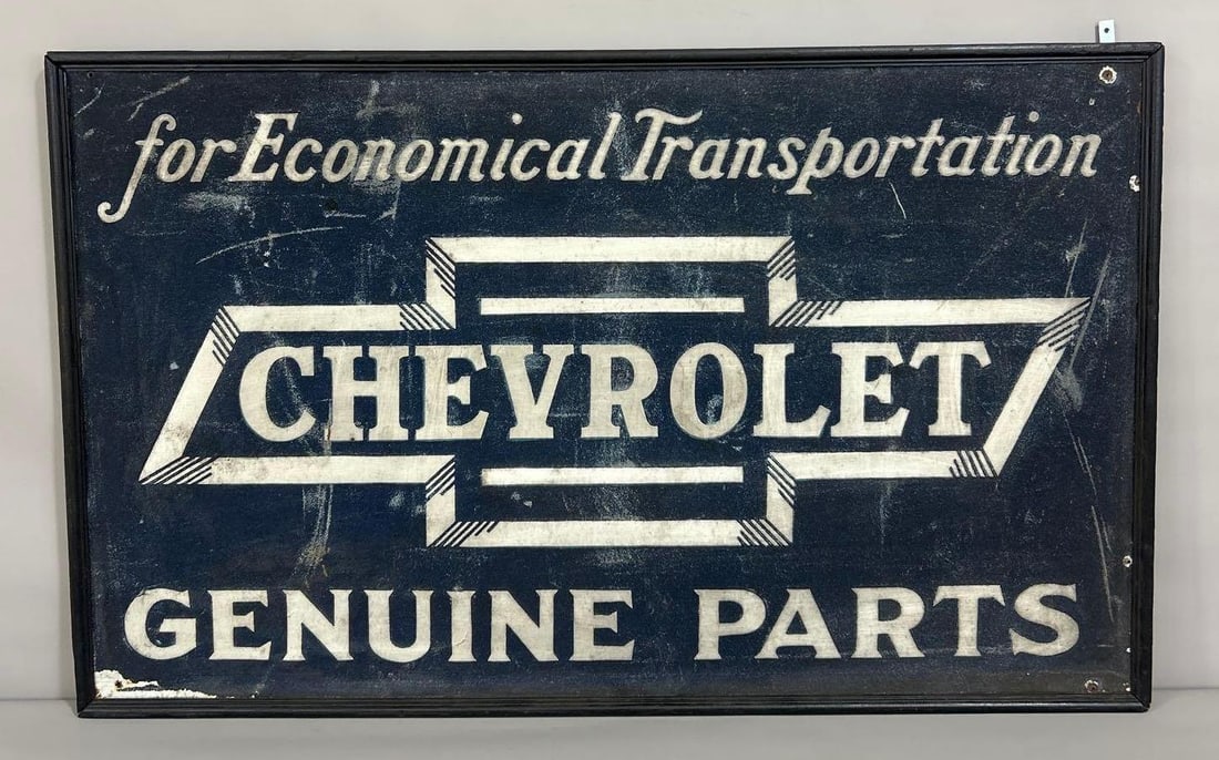 Chevrolet "for Economical Transportation" Genuine Parts Smaltz Metal Sign (TAC) (1 of 5)