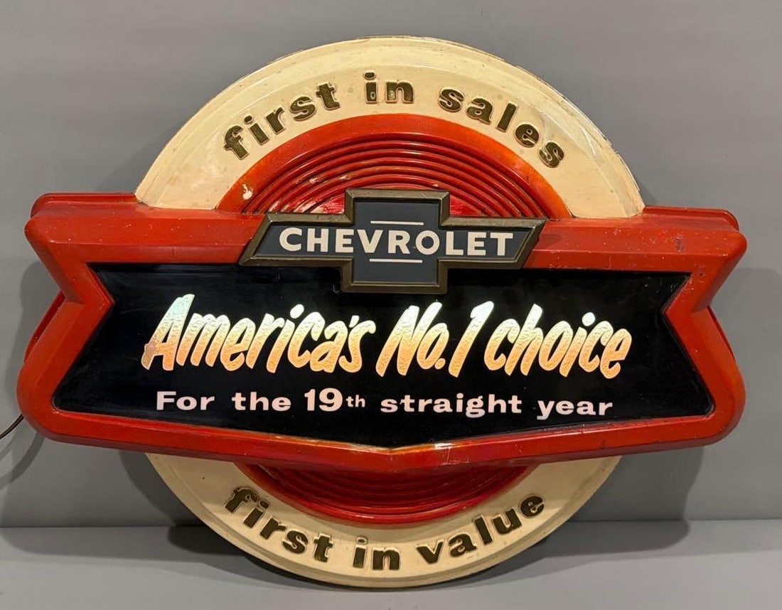 Chevrolet "American's No.1 Choice for 19th Straight Year" Plastic Lighted Sign (1 of 8)