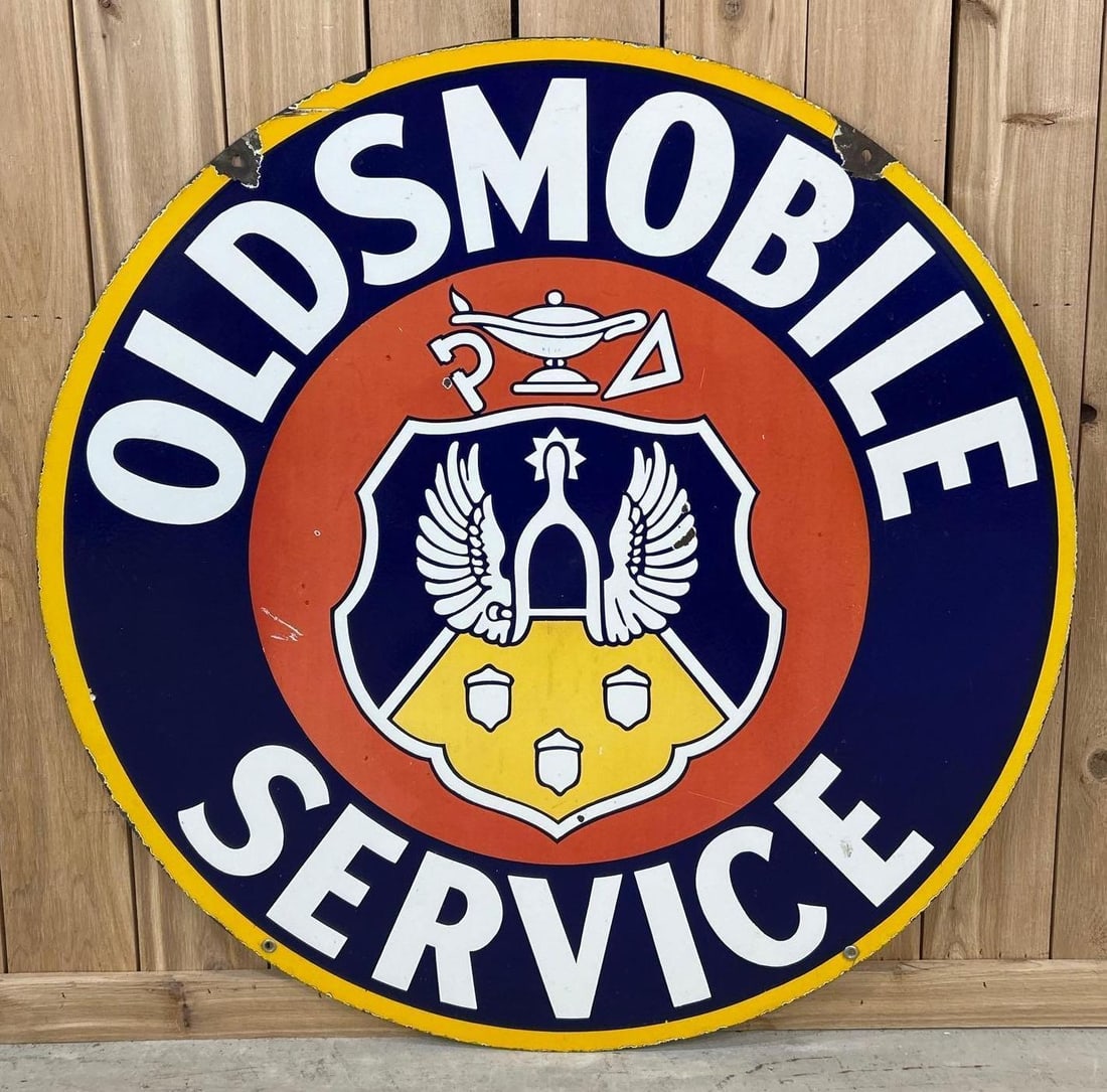 Oldsmobile Service w/Crest Logo Porcelain Sign (TAC) (1 of 7)