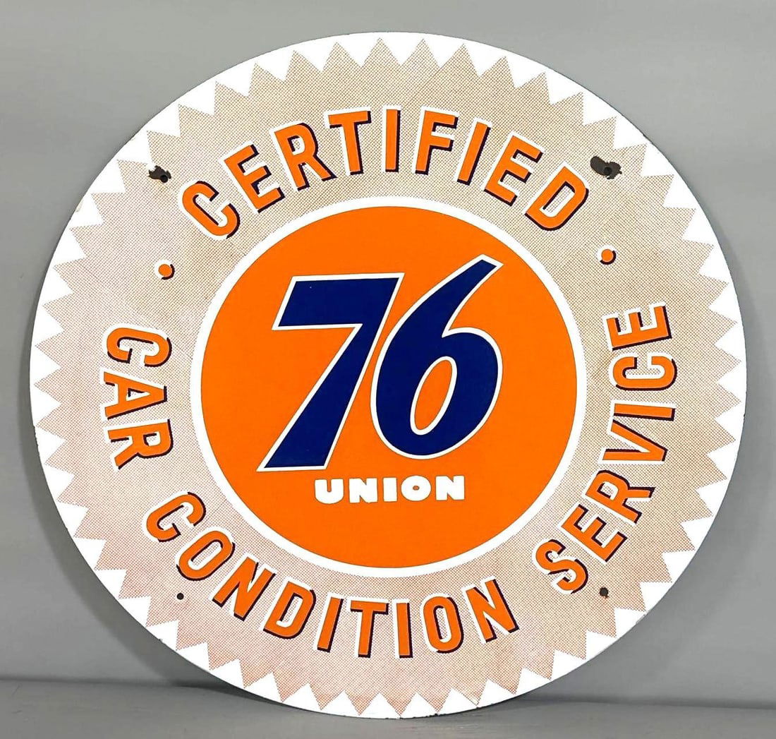 Union 76 Certified Car Condition Service Porcelain Sign (TAC) (1 of 3)