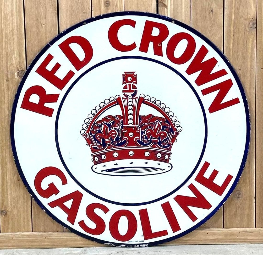 Red Crown Gasoline w/Logo Porcelain Sign (42)(TAC) (1 of 7)