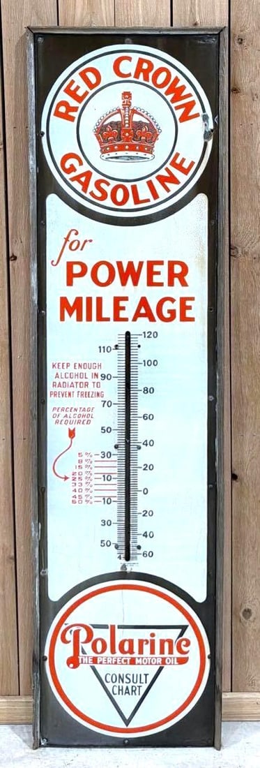 Standard Oil Red Crown Gasoline Porcelain Thermometer (TAC) (1 of 4)
