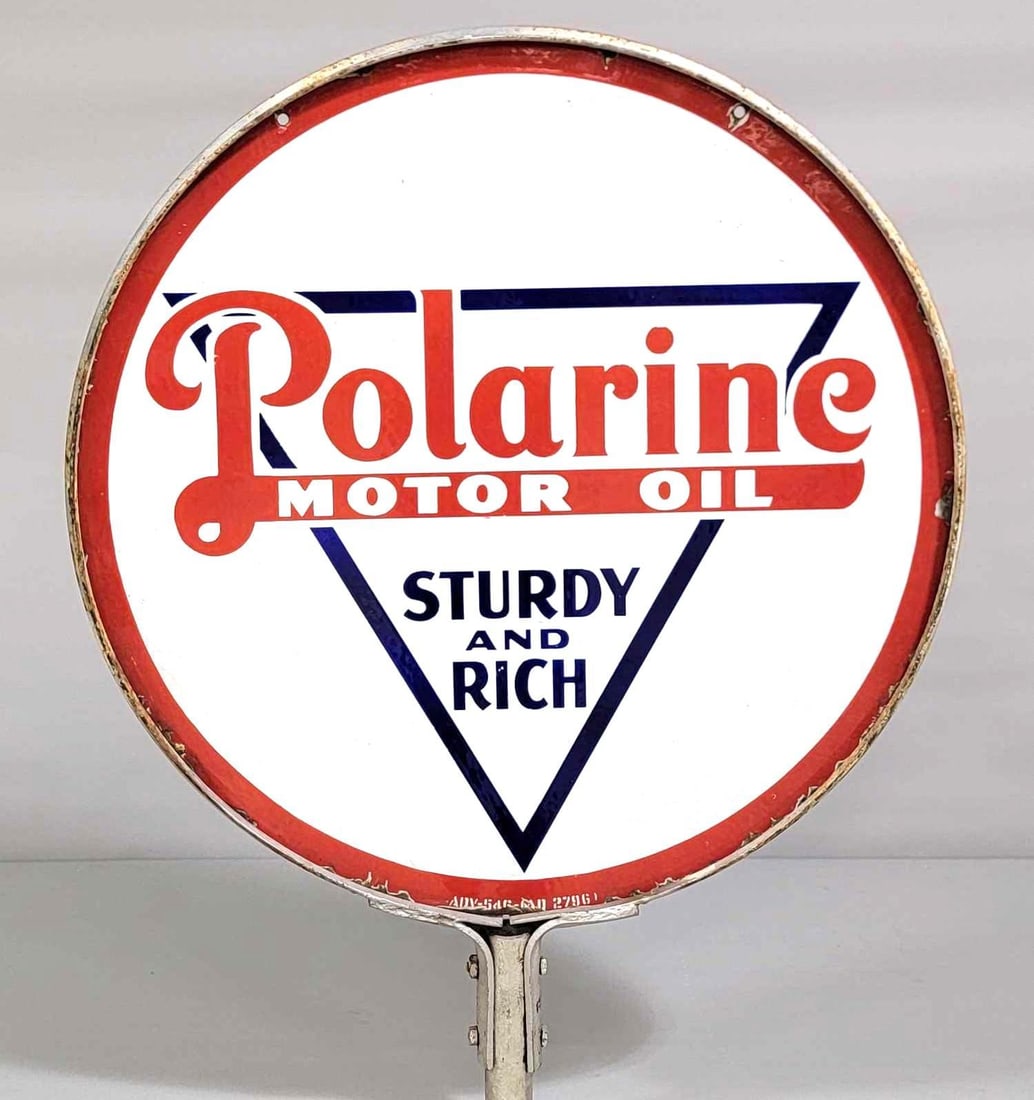 Polarine Motor Oil Sturdy & Rich Porcelain Sign (TAC) (1 of 7)