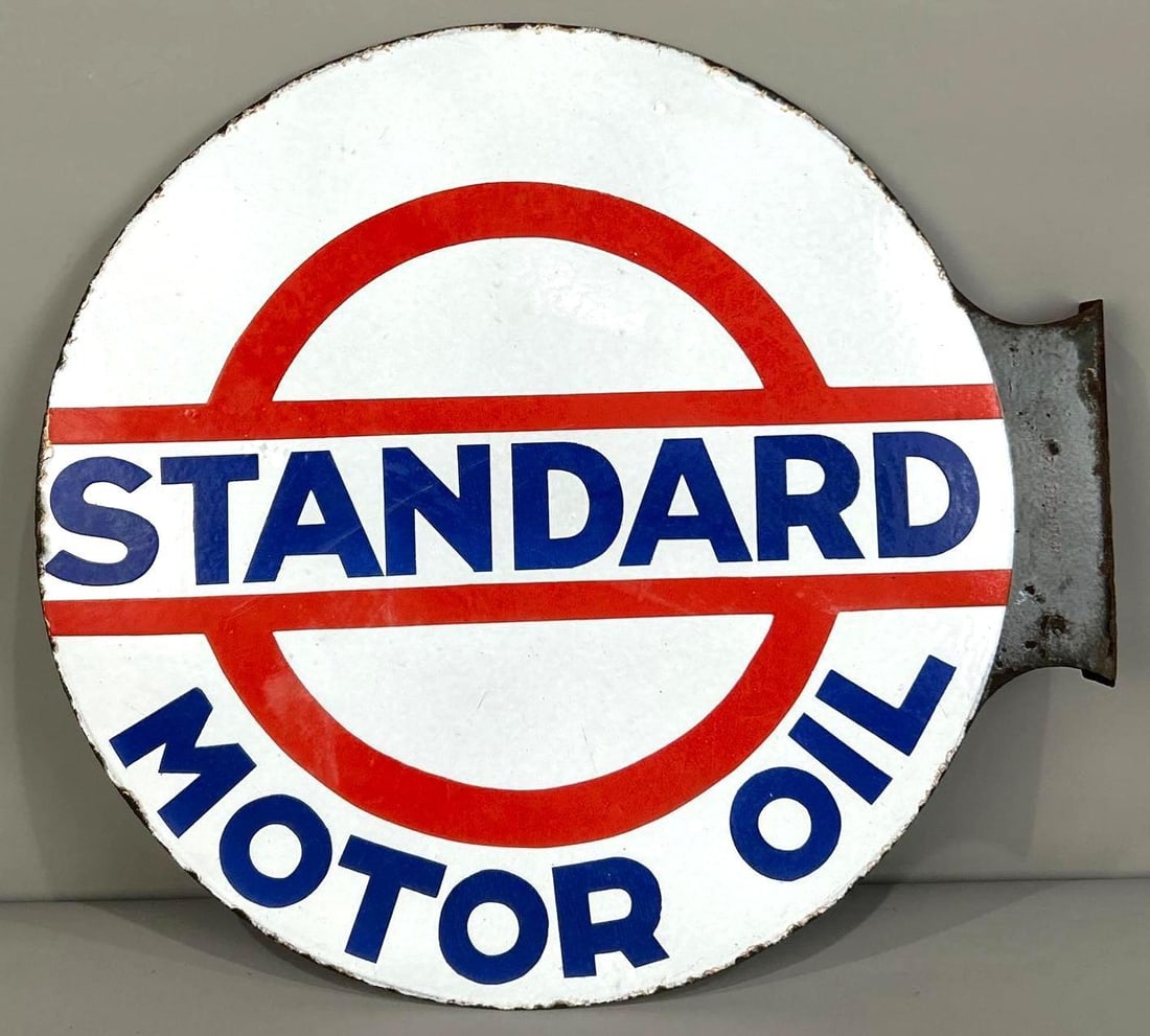 Standard Motor Oil Bar & Circle Logo Porcelain Flange Sign (TAC) (1 of 8)