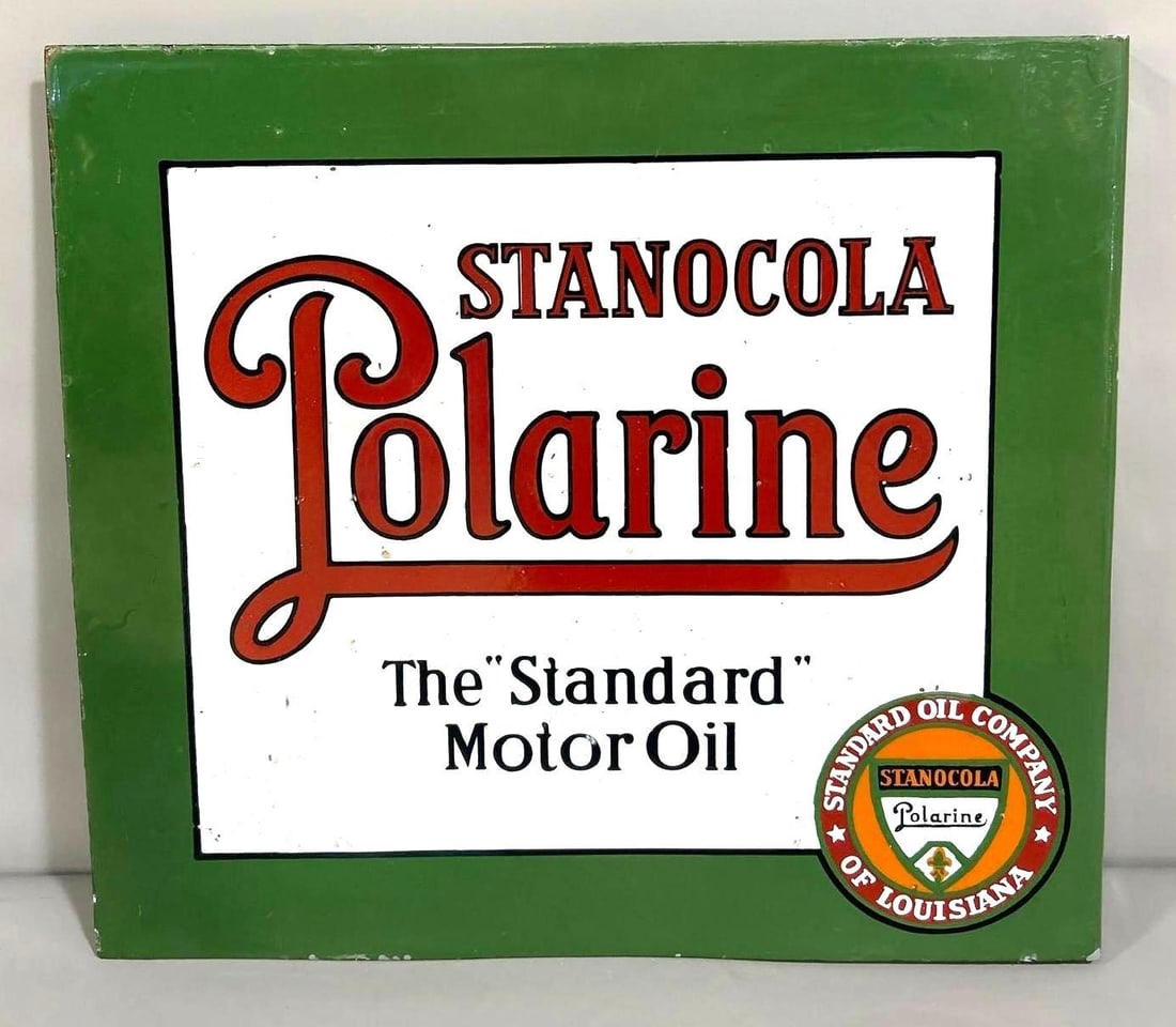 Stanocola Polarine w/Logo Porcelain Flange Sign (restored): 20"x22". This porcelain flange sign has been clear coated.