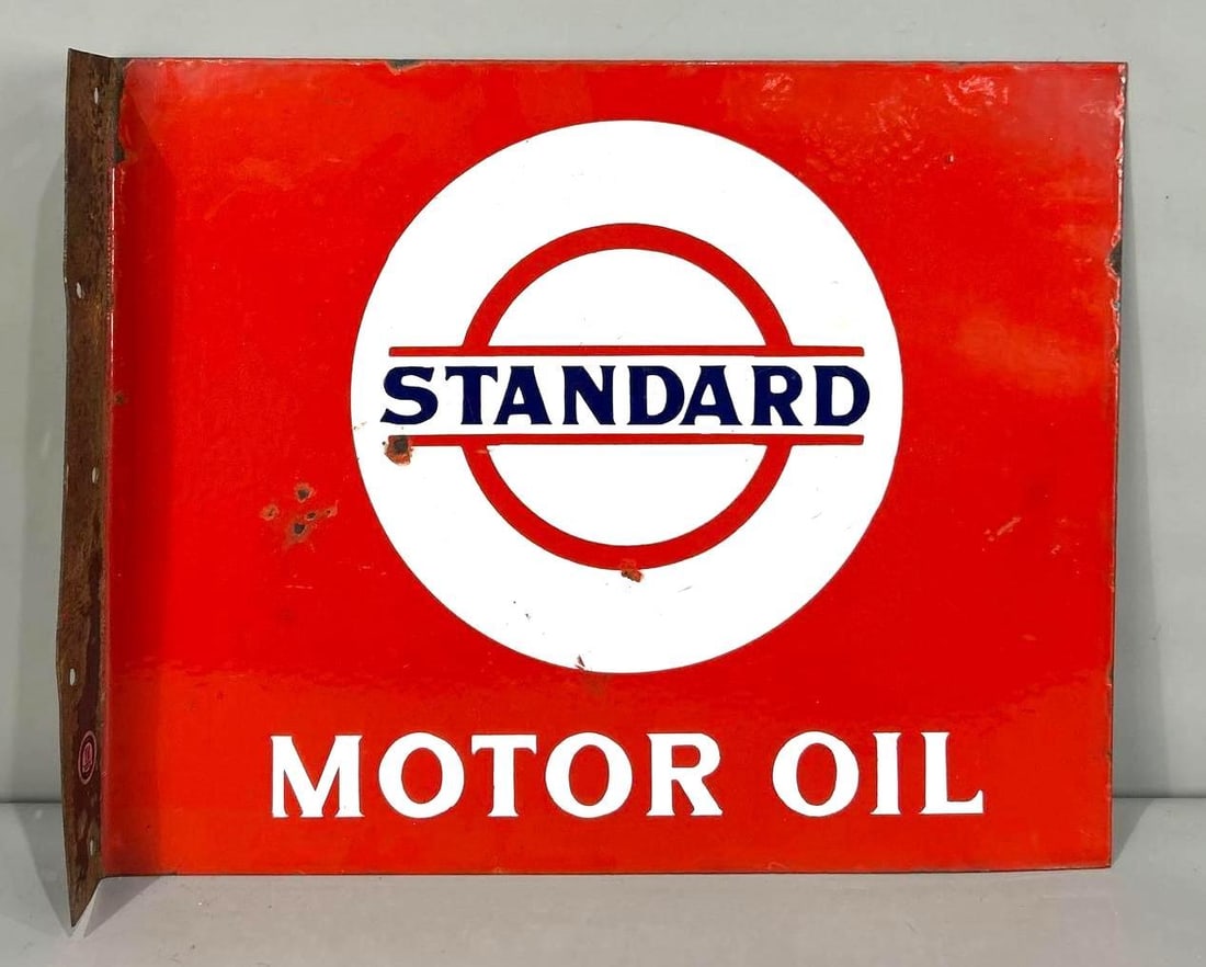 Standard Motor Oil Bar & Circle Logo Porcelain Flange Sign (TAC) (1 of 7)