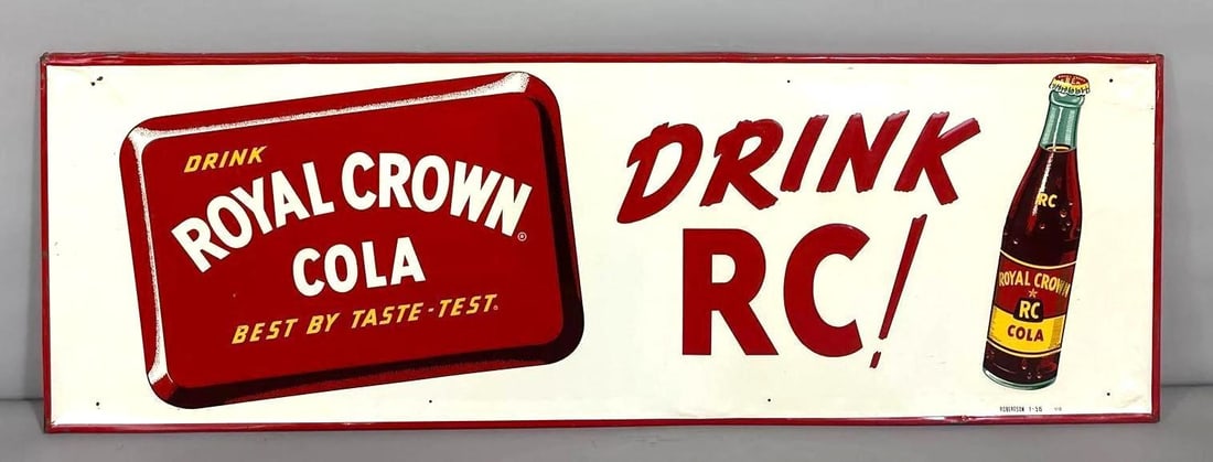 Drink Royal Crown Cola w/Bottle Metal Sign (TAC) (1 of 4)