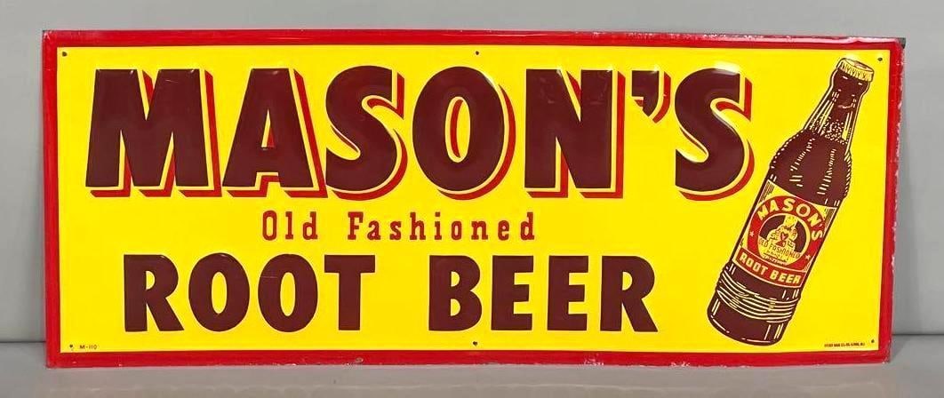 Mason's Root Beer Self-Framed Embossed Tin Sign W/ Bottle Graphic (1 of 4)