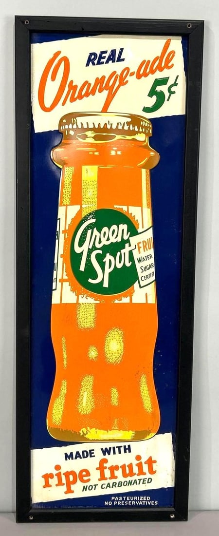 Real Orange-Ade Embossed Tin Sign W/ Early Bottle Graphic (1 of 9)