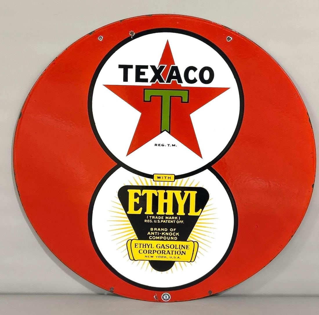 Texaco (black-T) Eight-Ball Porcelain Sign (TAC) (1 of 8)