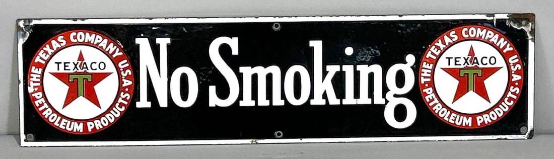 Texaco No Smoking (black) Porcelain Sign (TAC) (1 of 6)