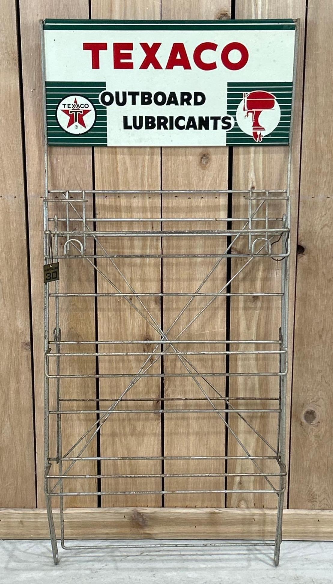 Texaco (white-T) Outboard Lubricants w/Logo Metal Rack Sign (TAC) (1 of 6)