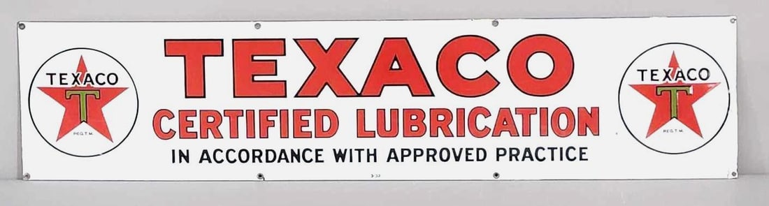 Texaco (black-T) Certified Lubrication Porcelain Sign (TAC) (1 of 5)