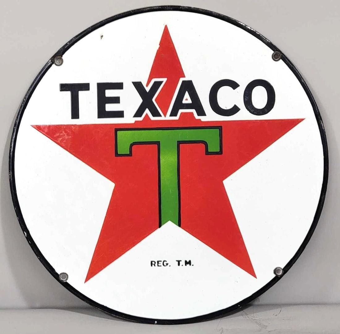 Texaco (black-T) Star Logo Porcelain Sign (TAC) (1 of 5)