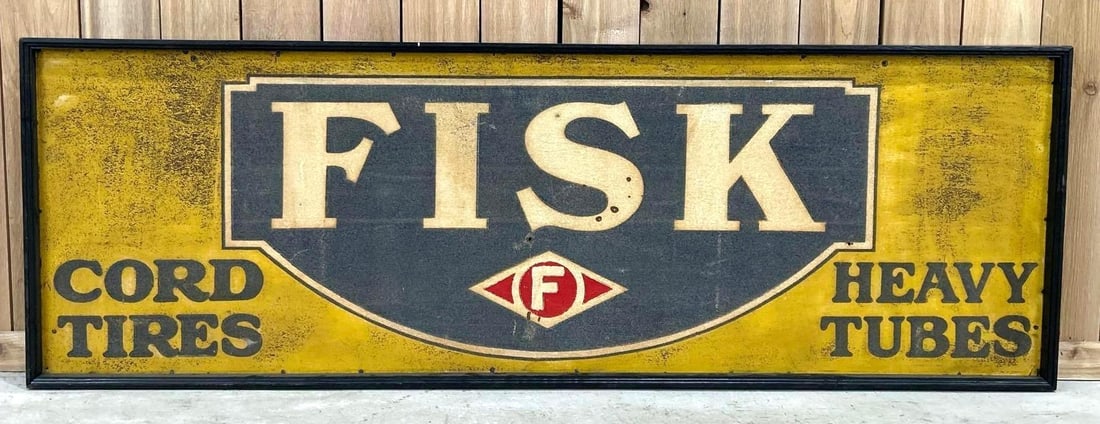 Fisk Cord Tires Heavy Tubes Metal Smaltz Sign (1 of 5)