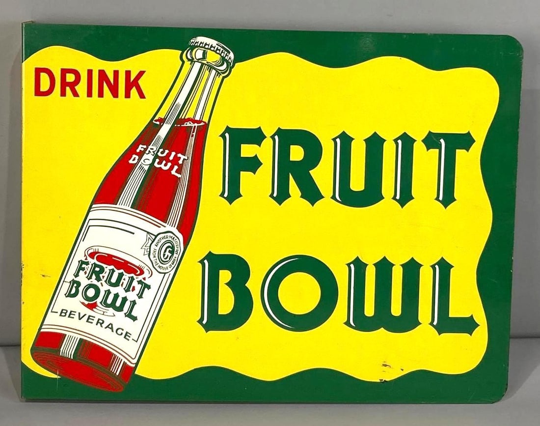 Drink Fruit Bowl Painted Metal Flange Sign W/ Bottle Graphic (1 of 8)