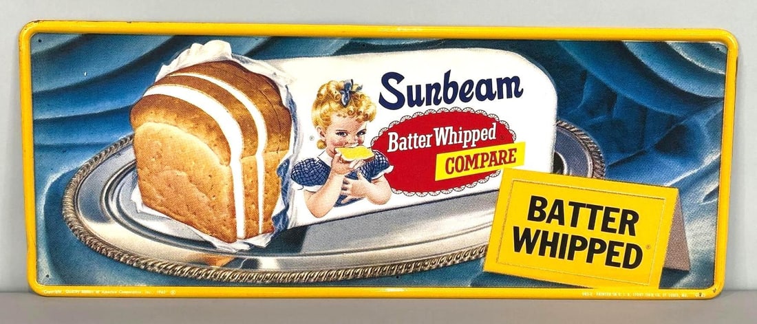 Sunbeam Batter Whipped Self-Framed Tin Sign W/ Bread Loaf Graphic (1 of 5)