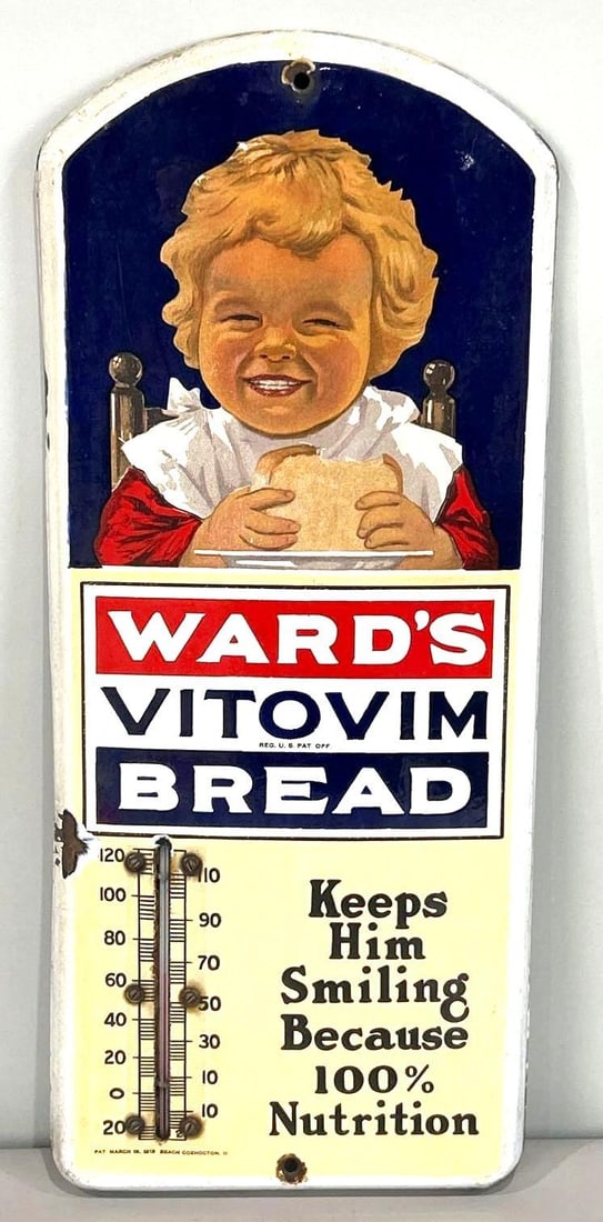 Ward's Vitovim Bread Porcelain Thermometer W/ Smiling Baby Graphic (1 of 5)