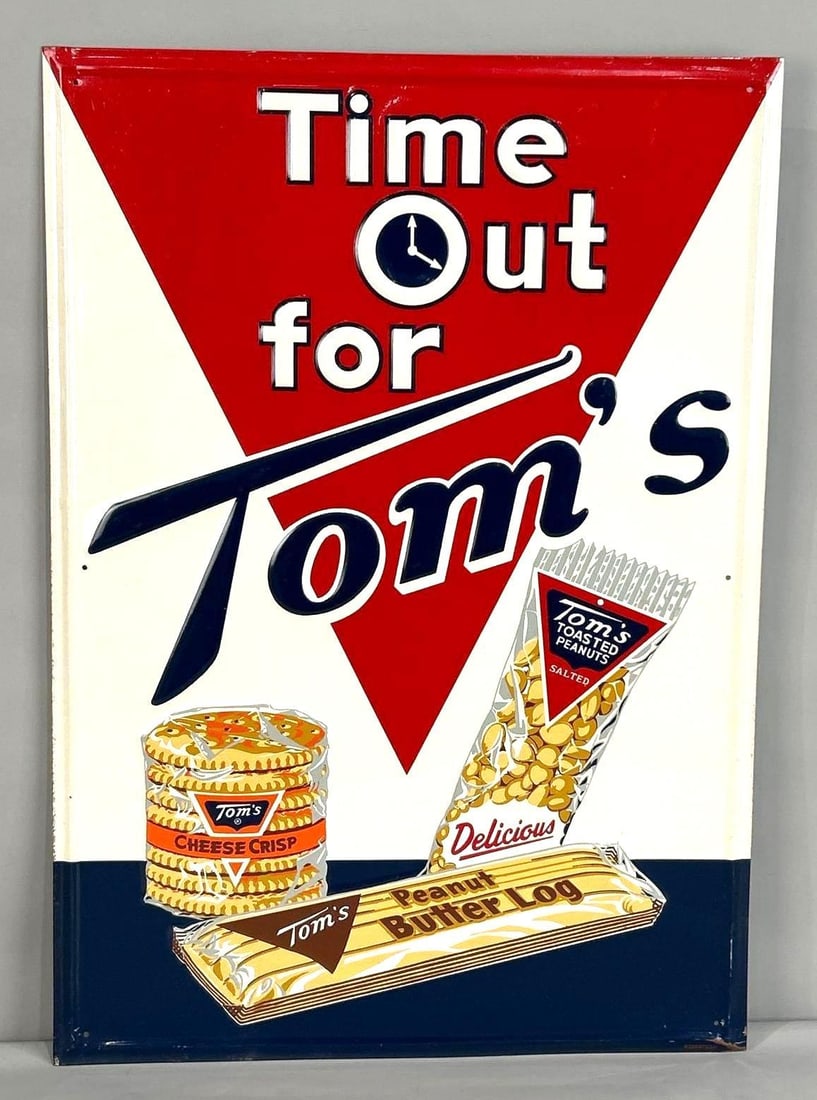 "Time Out For" Tom's Self-Framed Embossed Tin Sign W/ Product Graphic (1 of 5)