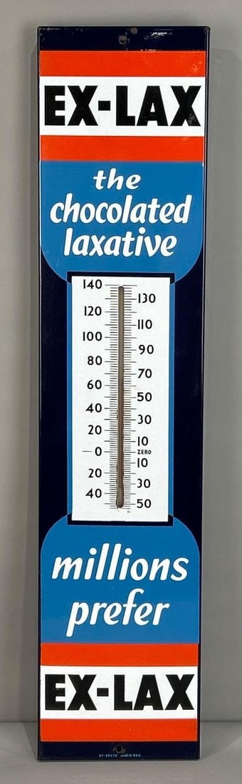 Uncommon Ex-Lax "The Chocolated Laxative Millions Prefer" Porcelain Thermometer Sign (1 of 5)