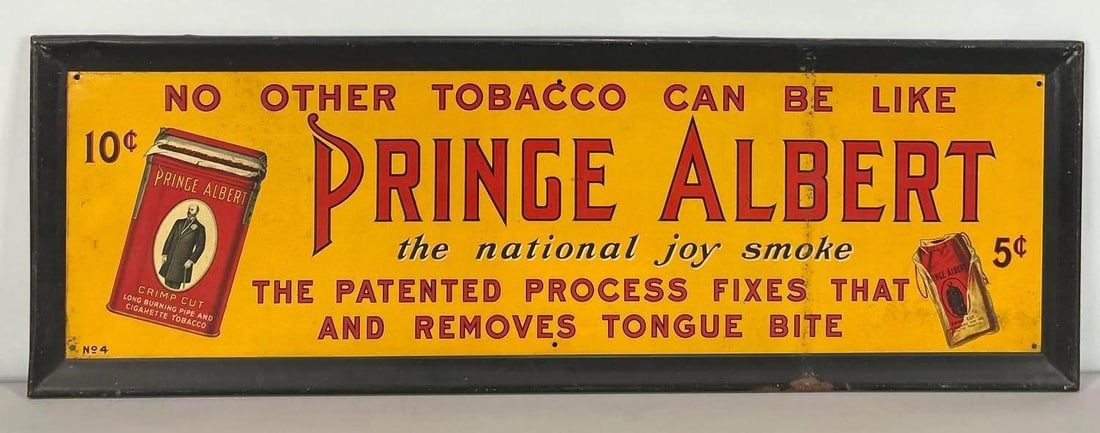 Prince Albert Cigar Self-Framed Tin Sign W/ Tobacco Tin and Bundle Graphic (1 of 5)