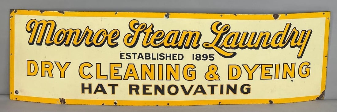 Monroe Steam Laundry Single-Sided Porcelain Sign (1 of 4)