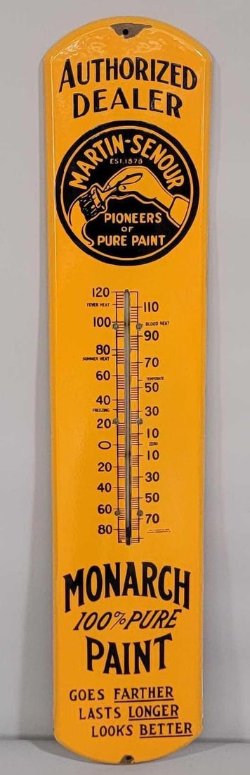 Martin-Senour Pure Paint w/Logo Porcelain Thermometer (TAC) (1 of 5)