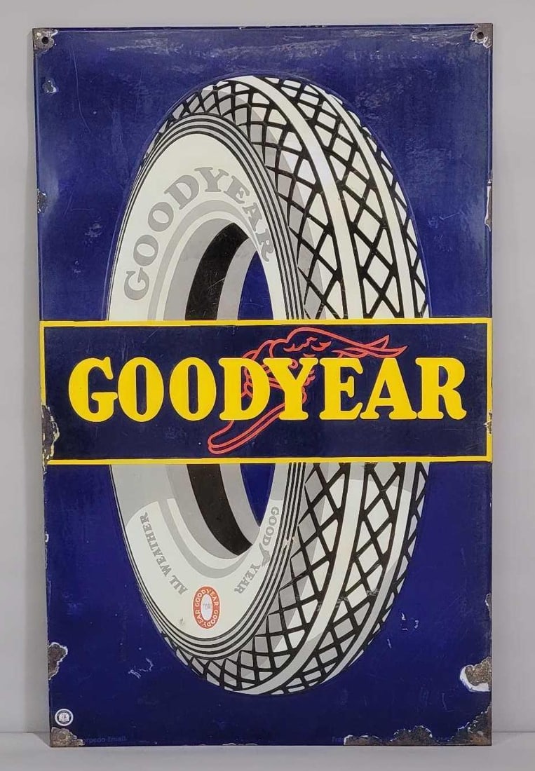 Goodyear w/Logo & Tire Porcelain Sign (TAC) (1 of 5)