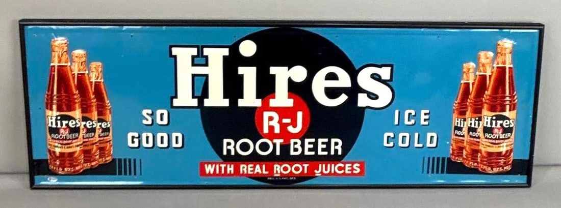 Hires Root Beer Self-Framed Embossed Tin Sign W/ Bottle Graphic (1 of 5)