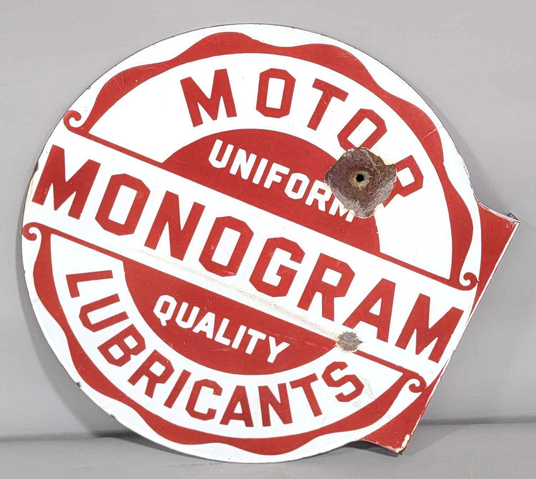 Monogram Motor Lubricants Porcelain Flange Sign (TAC) (1 of 9)