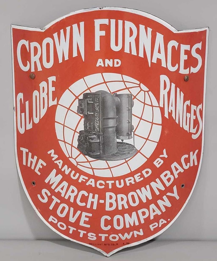 Crown Furnaces and Globe Ranges Curved Porcelain Sign (TAC) (1 of 5)