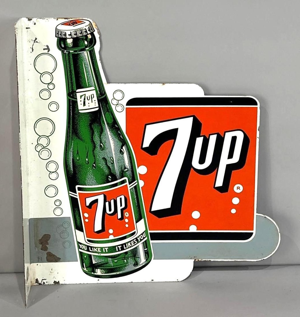 Seven Up Die-Cut Flange Sign W/ Bubbling Bottle Graphic (1 of 3)