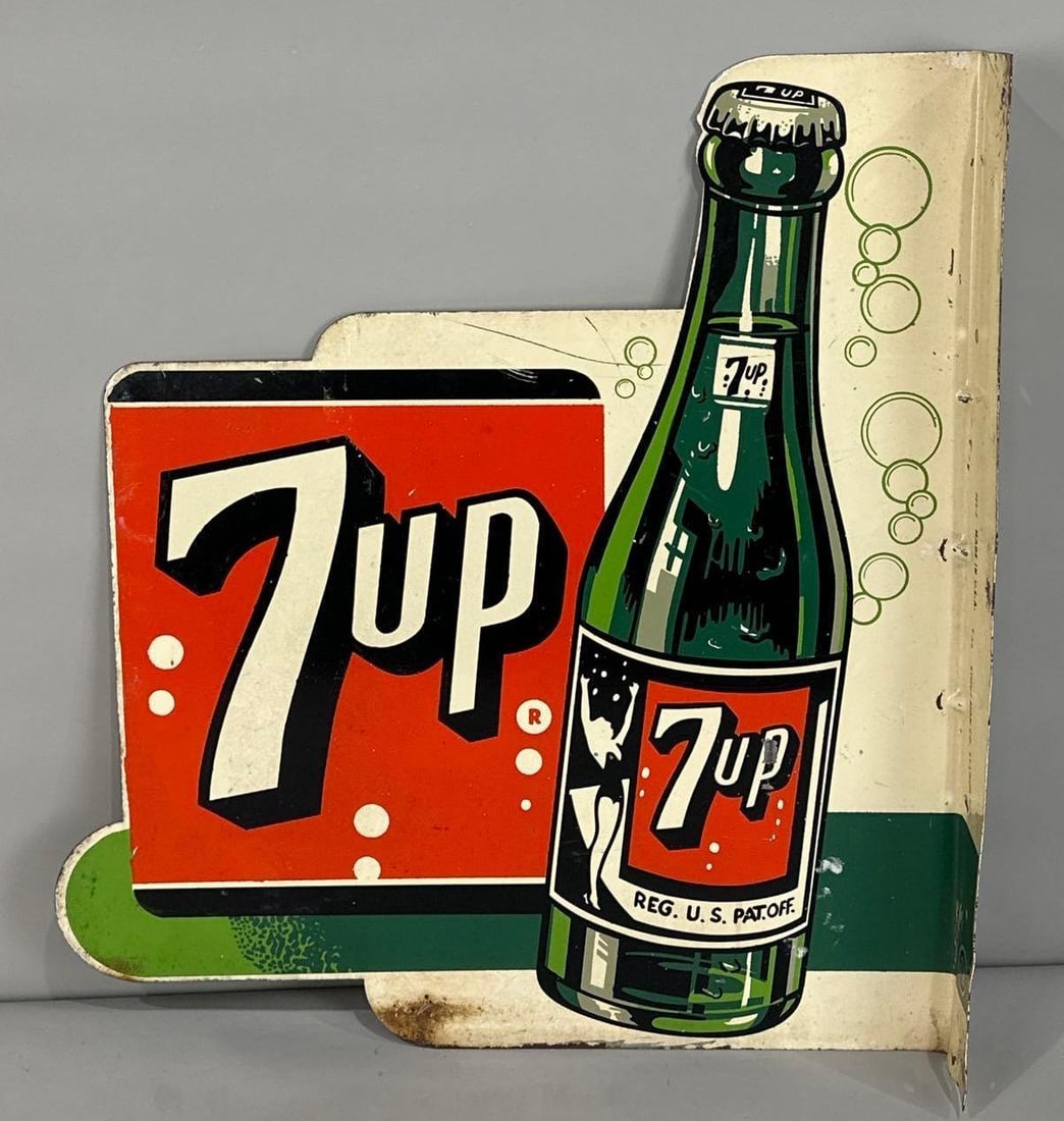 Seven Up Die-Cut Flange Sign W/ Bottle Graphic (1 of 3)