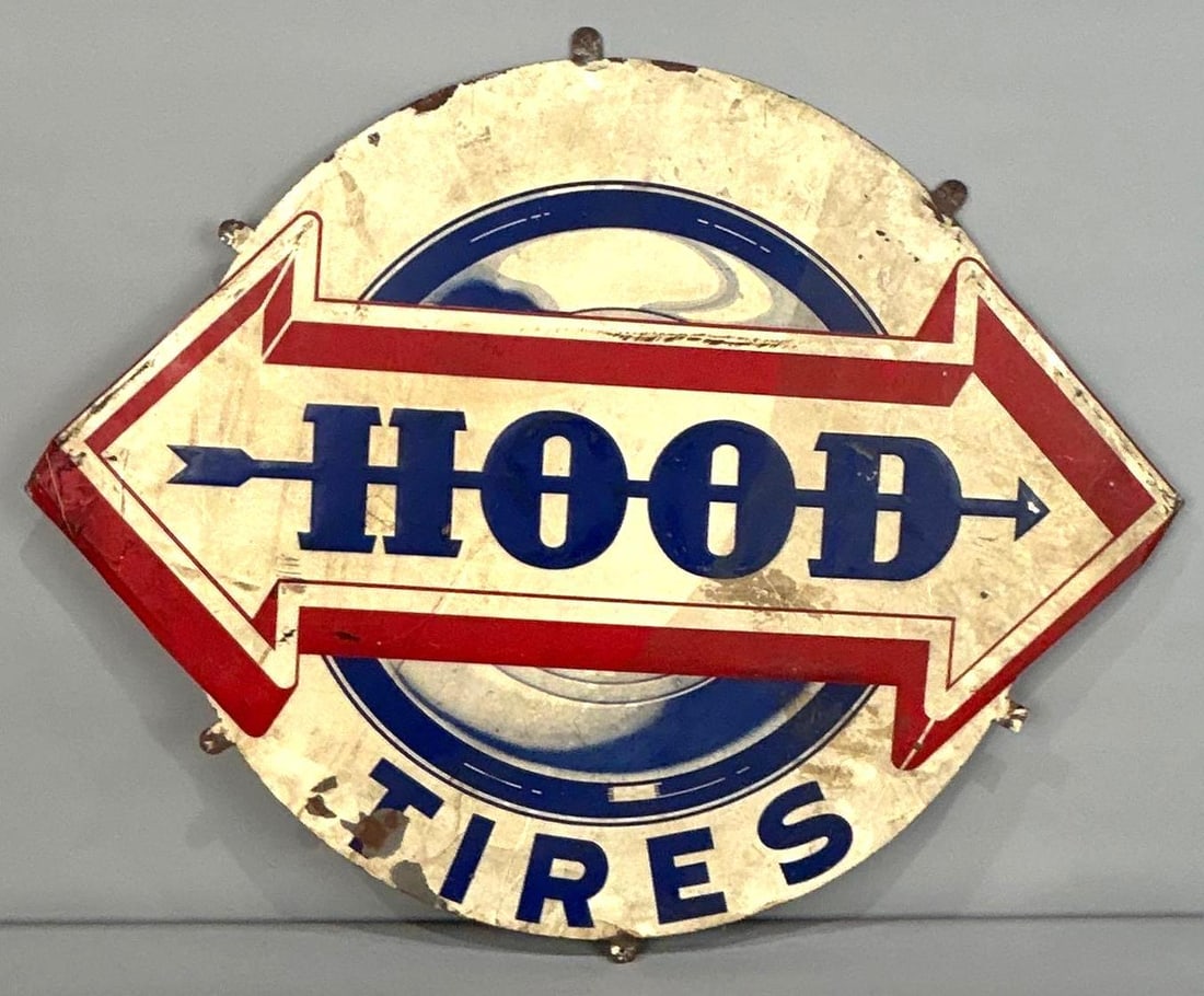 Hood Tires Die-Cut Embossed Tin Tire Insert Sign (1 of 5)