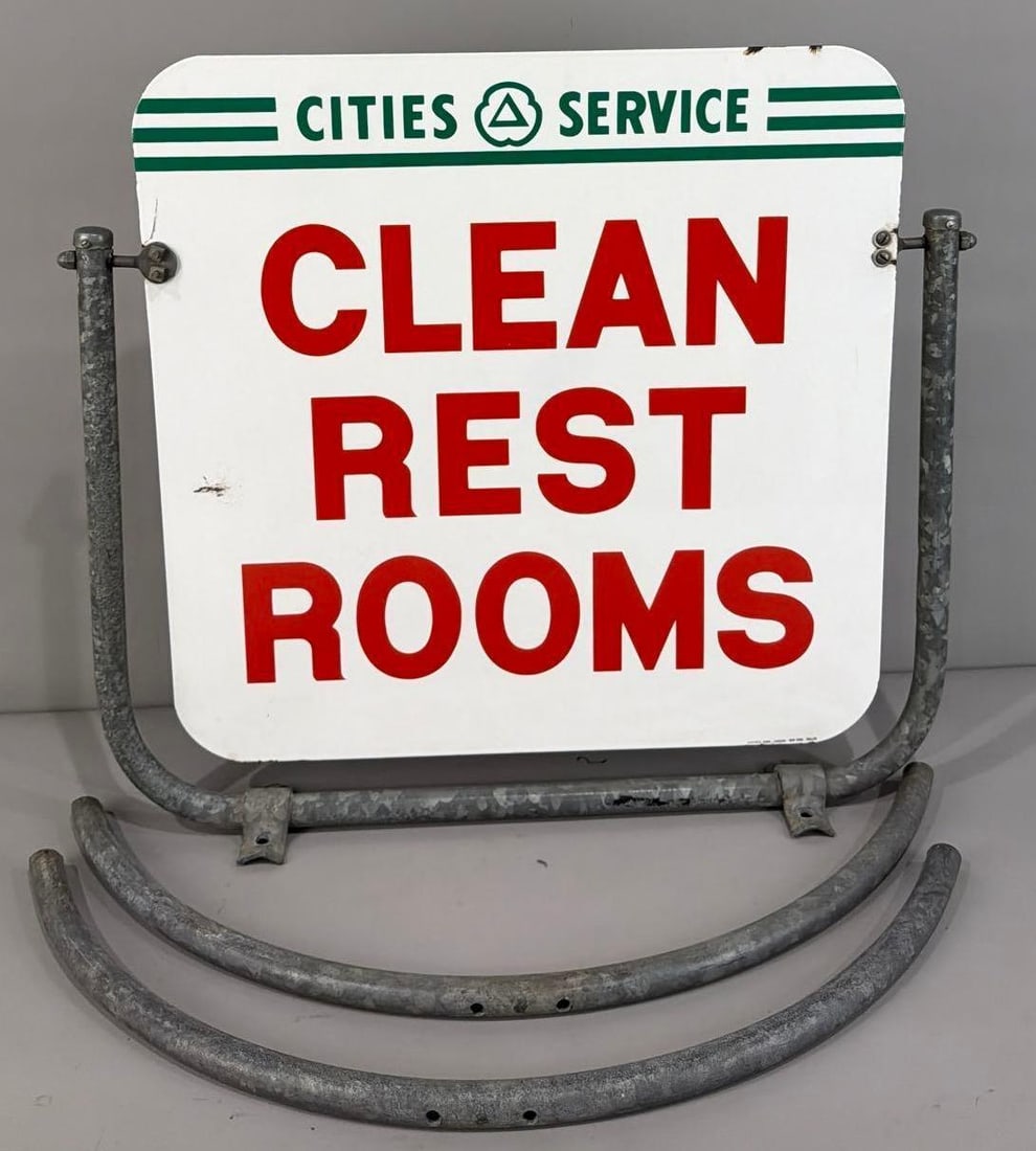 Cities Service Clean Rest Room Porcelain Curb Sign (TAC) (1 of 5)