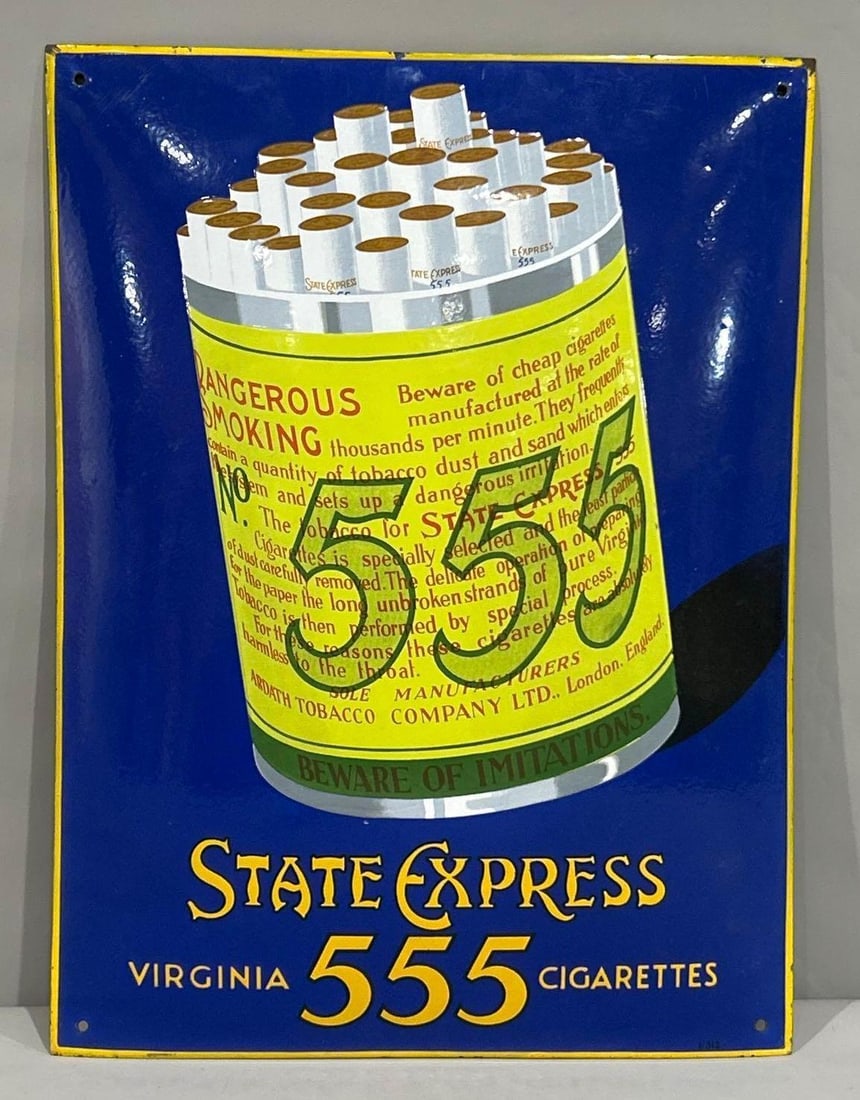 State Express Virginia 555 Cigarettes w/Image Porcelain Sign (TAC) (1 of 5)