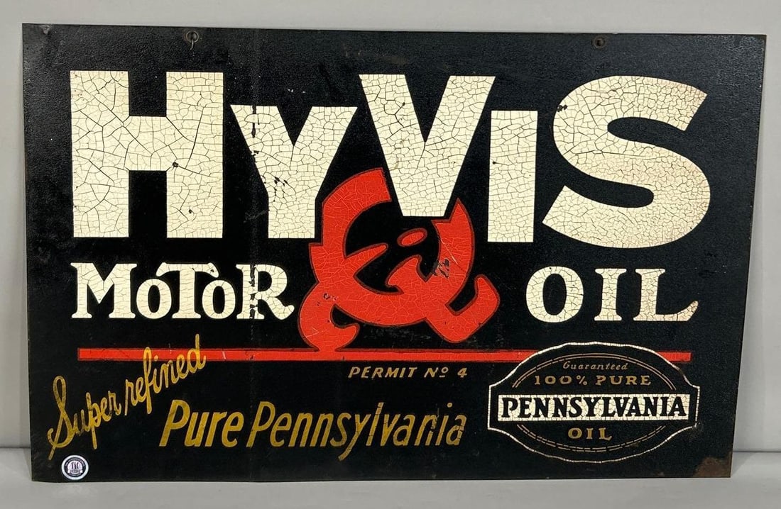 Hyvis Motor Oil Double-Sided Metal Sign W/ Pennsylvania Pure Oil Logo (1 of 7)
