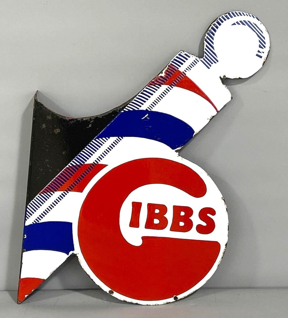 Gibbs Barber Pole Style Porcelain Flange Sign (TAC) (1 of 9)