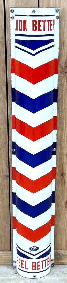 Look Better Feel Better Porcelain Barber Pole Sign (TAC) (1 of 5)