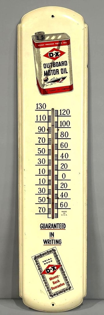 DX Outboard Motor Oil Tin Thermometer W/ Can and Bond Certificate Graphic (1 of 5)