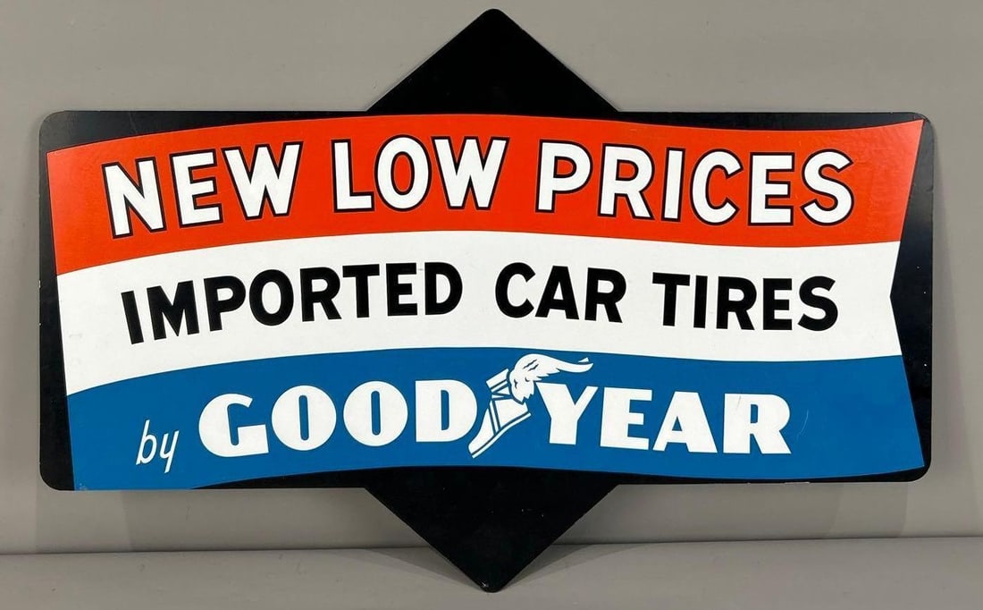 Goodyear "Imported Car Tires" Metal Tire Insert Sign (TAC) (1 of 5)